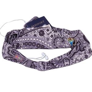 Bandi Pocket Passport Belt Bandana Paisley Gray Black and White L